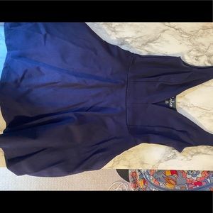 Navy Mini Dress with built in shorts and a v neck